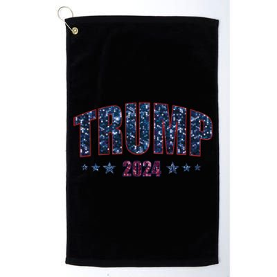 Faux Sequins Trump 2024 President Make America Trump Again Cool Gift Platinum Collection Golf Towel