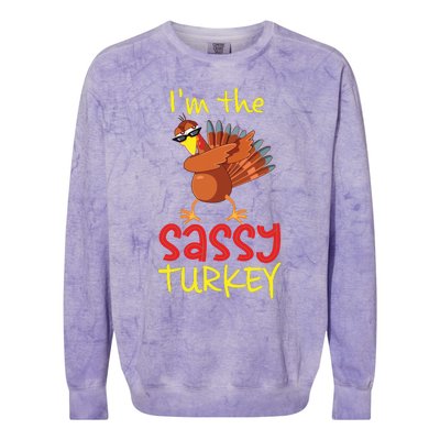 Funny Sassy Turkey Matching Family Group Thanksgiving Party Colorblast Crewneck Sweatshirt