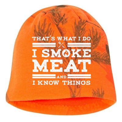 Funny Shirt That's What I Do I Smoke Meat And I Know Things Kati - Camo Knit Beanie