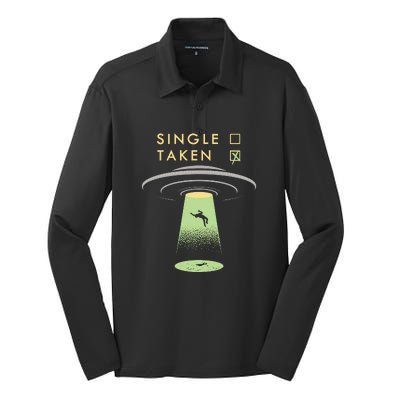 Funny Single Taken Silk Touch Performance Long Sleeve Polo