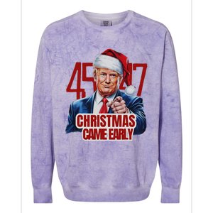 Funny Santa Trump Christmas Came Early 47th President Xmas Colorblast Crewneck Sweatshirt