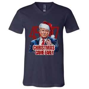 Funny Santa Trump Christmas Came Early 47th President Xmas V-Neck T-Shirt