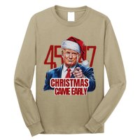 Funny Santa Trump Christmas Came Early 47th President Xmas Long Sleeve Shirt