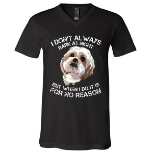 Funny Shih Tzu Dog Pet Breed T Bark Barking Gift Color V-Neck T-Shirt