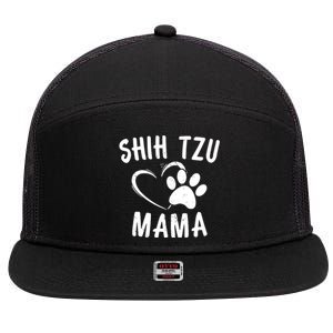 Funny Shih Tzu Mama Gift Pet Doggy Lover Apparel Dog Mom 7 Panel Mesh Trucker Snapback Hat