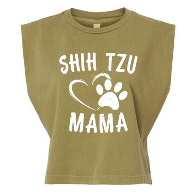 Funny Shih Tzu Mama Gift Pet Doggy Lover Apparel Dog Mom Garment-Dyed Women's Muscle Tee