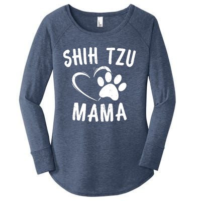 Funny Shih Tzu Mama Gift Pet Doggy Lover Apparel Dog Mom Women's Perfect Tri Tunic Long Sleeve Shirt