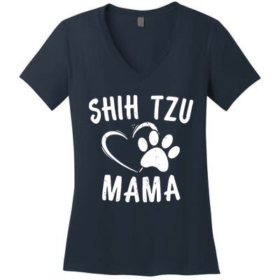 Funny Shih Tzu Mama Gift Pet Doggy Lover Apparel Dog Mom Women's V-Neck T-Shirt