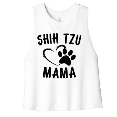 Funny Shih Tzu Mama Gift Pet Doggy Lover Apparel Dog Mom Women's Racerback Cropped Tank