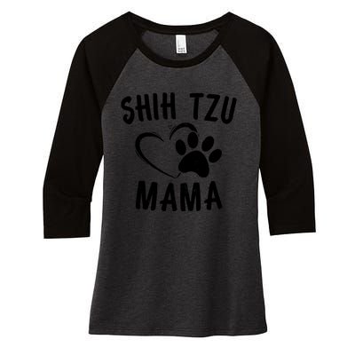 Funny Shih Tzu Mama Gift Pet Doggy Lover Apparel Dog Mom Women's Tri-Blend 3/4-Sleeve Raglan Shirt