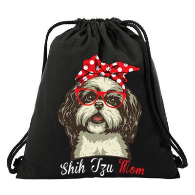 Funny Shih Tzu mom for Shih Tzu Dog Lovers Drawstring Bag