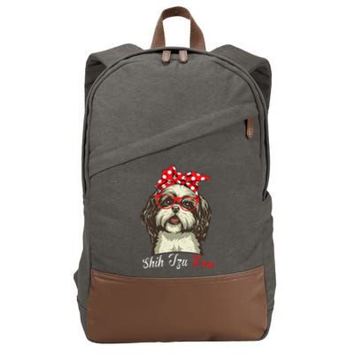 Funny Shih Tzu mom for Shih Tzu Dog Lovers Cotton Canvas Backpack