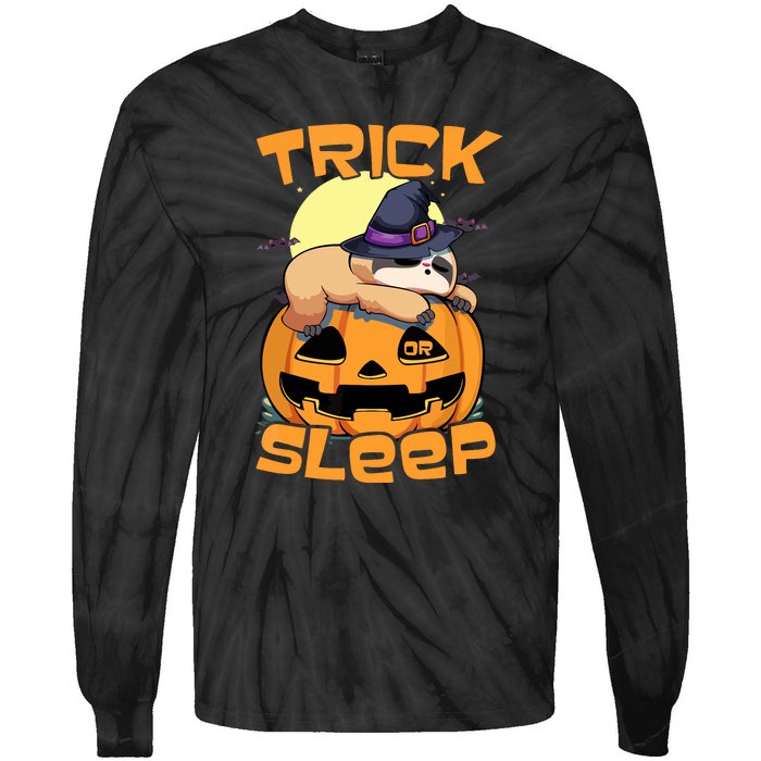 Funny Sloth Trick Or Sleep Cute Halloween Gift Tie-Dye Long Sleeve Shirt