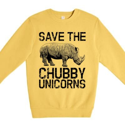 Funny Save The Chubby Unicorns Rhino Gift Premium Crewneck Sweatshirt