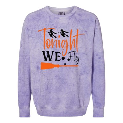 Funny Spooky Tonight We Fly Witch Halloween Graphic Witches Colorblast Crewneck Sweatshirt