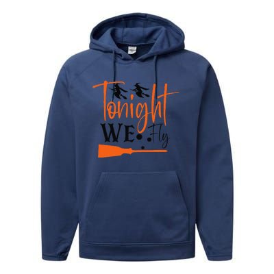 Funny Spooky Tonight We Fly Witch Halloween Graphic Witches Performance Fleece Hoodie