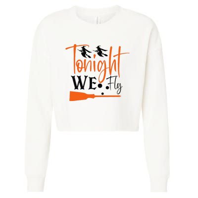 Funny Spooky Tonight We Fly Witch Halloween Graphic Witches Cropped Pullover Crew