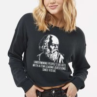 Funny Socrates The Socratic Method Classical Philosophy Cropped Pullover Crew