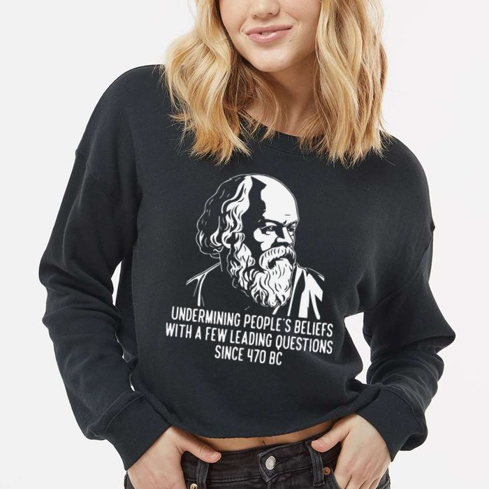 Funny Socrates The Socratic Method Classical Philosophy Cropped Pullover Crew