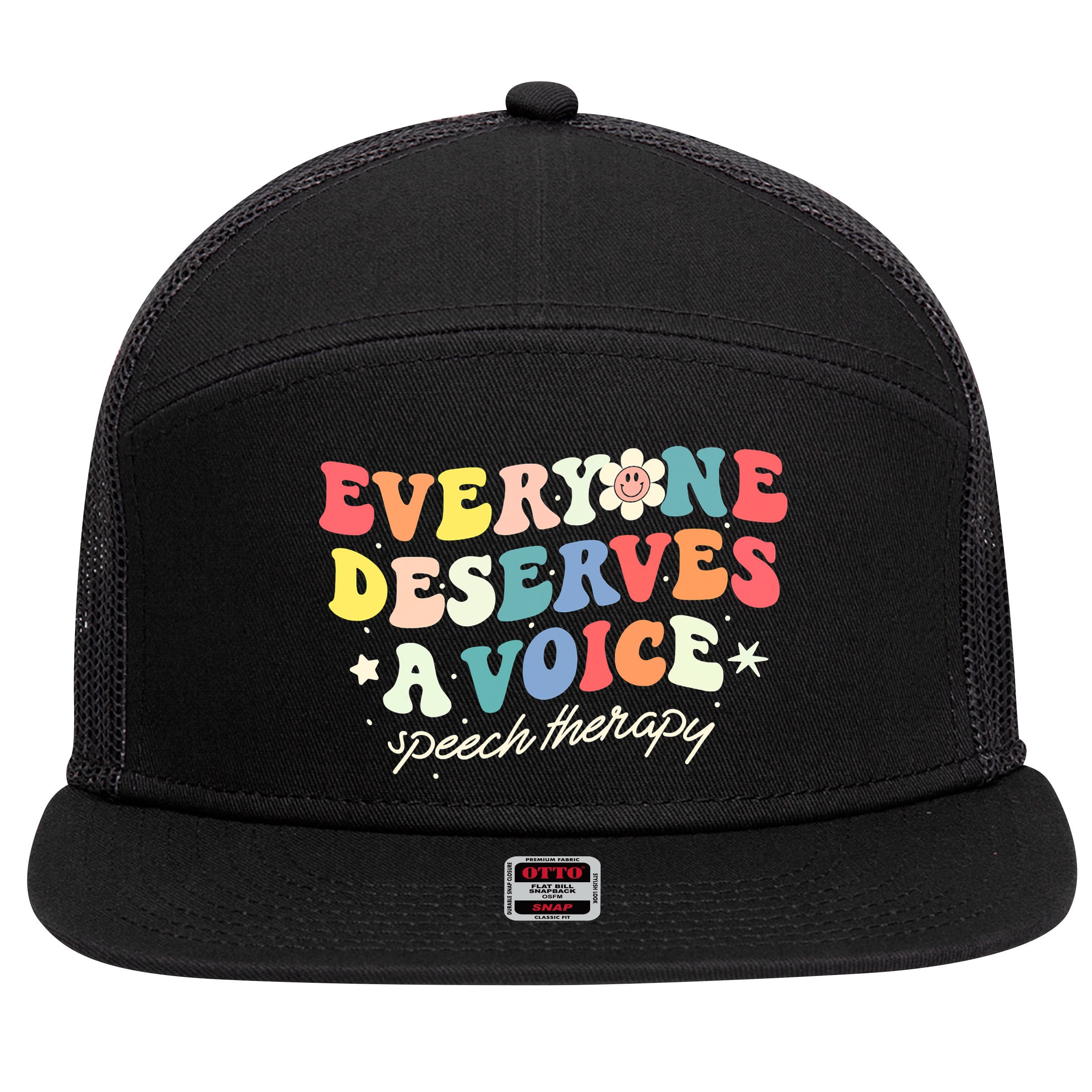 Funny Speech Therapy Speech Language Pathologist SLP Team 7 Panel Mesh Trucker Snapback Hat