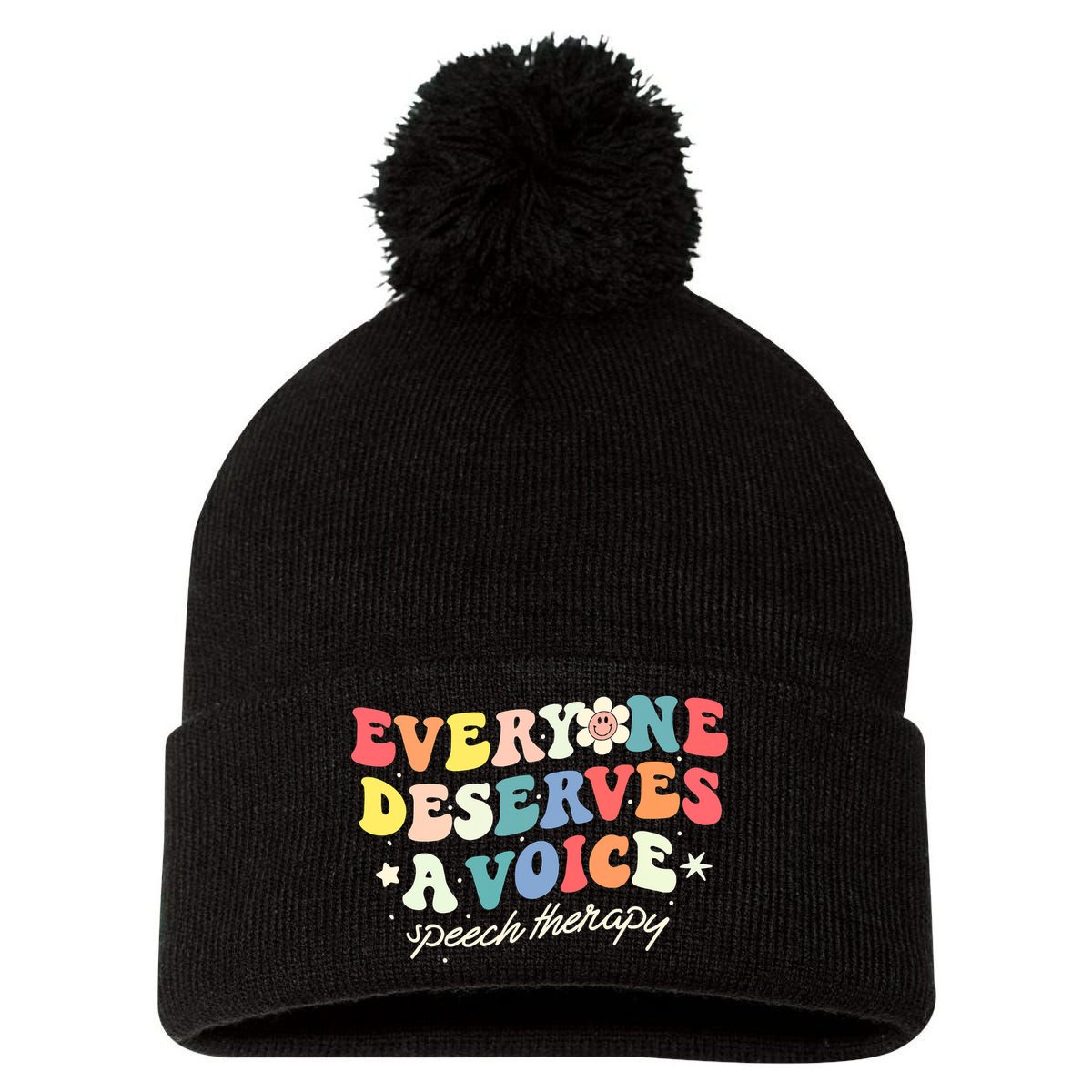 Funny Speech Therapy Speech Language Pathologist SLP Team Pom Pom 12in Knit Beanie