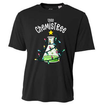 Funny Science Teacher Oh Chemistree Chemistry Christmas Cooling Performance Crew T-Shirt