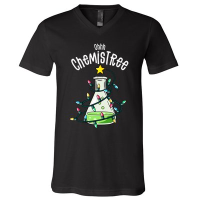 Funny Science Teacher Oh Chemistree Chemistry Christmas V-Neck T-Shirt