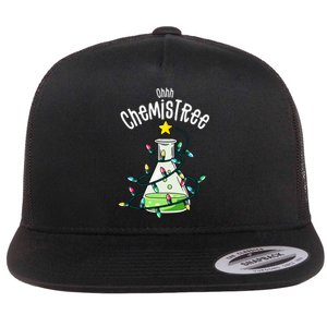 Funny Science Teacher Oh Chemistree Chemistry Christmas Flat Bill Trucker Hat