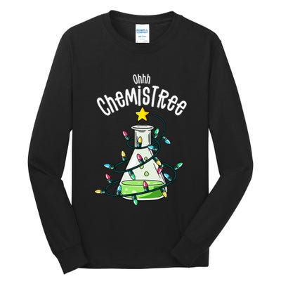 Funny Science Teacher Oh Chemistree Chemistry Christmas Tall Long Sleeve T-Shirt