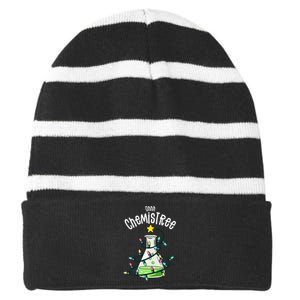 Funny Science Teacher Oh Chemistree Chemistry Christmas Striped Beanie with Solid Band