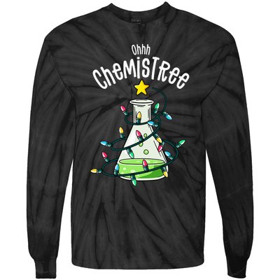 Funny Science Teacher Oh Chemistree Chemistry Christmas Tie-Dye Long Sleeve Shirt