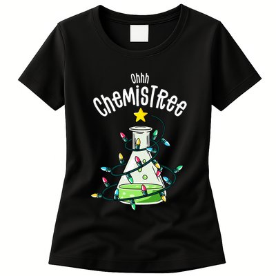 Funny Science Teacher Oh Chemistree Chemistry Christmas Womens T-Shirt
