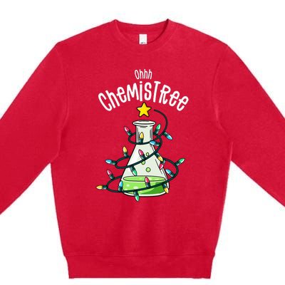 Funny Science Teacher Oh Chemistree Chemistry Christmas Premium Crewneck Sweatshirt