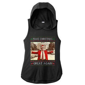 Funny Santa Trump Make Christmas Great Again Ugly Sweater Ladies PosiCharge Tri-Blend Wicking Draft Hoodie Tank