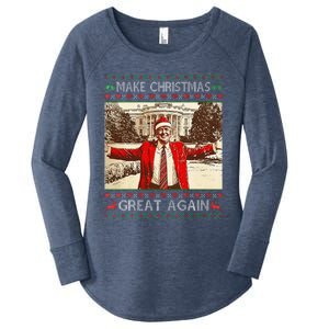 Funny Santa Trump Make Christmas Great Again Ugly Sweater Women's Perfect Tri Tunic Long Sleeve Shirt