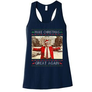 Funny Santa Trump Make Christmas Great Again Ugly Sweater Women's Racerback Tank