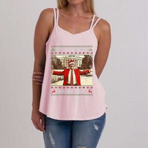 Funny Santa Trump Make Christmas Great Again Ugly Sweater Women's Strappy Tank