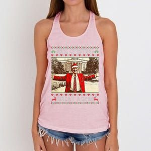 Funny Santa Trump Make Christmas Great Again Ugly Sweater Women's Knotted Racerback Tank