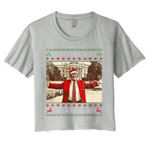 Funny Santa Trump Make Christmas Great Again Ugly Sweater Women's Crop Top Tee