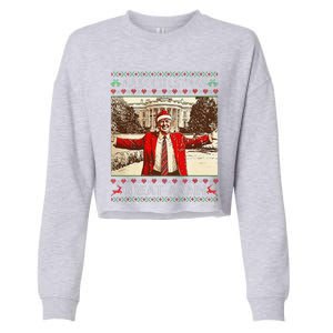 Funny Santa Trump Make Christmas Great Again Ugly Sweater Cropped Pullover Crew