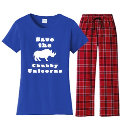 Funny Save The Chubby Unicorns Meaningful Gift Women's Flannel Pajama Set