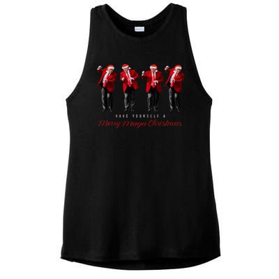 Funny Santa Trump Have Yourself A Merry Maga Christmas Xmas Ladies PosiCharge Tri-Blend Wicking Tank