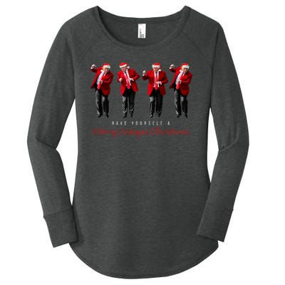 Funny Santa Trump Have Yourself A Merry Maga Christmas Xmas Women's Perfect Tri Tunic Long Sleeve Shirt