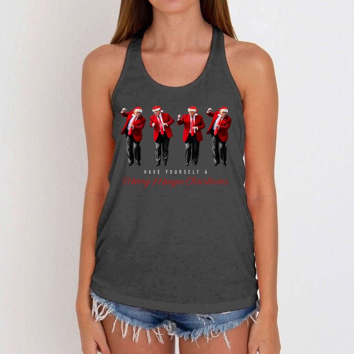 Funny Santa Trump Have Yourself A Merry Maga Christmas Xmas Women's Knotted Racerback Tank