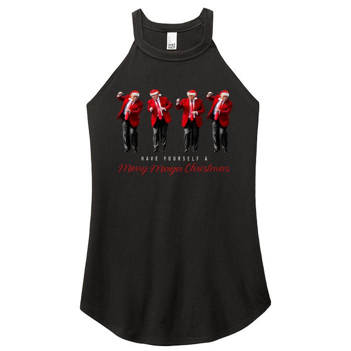 Funny Santa Trump Have Yourself A Merry Maga Christmas Xmas Women's Perfect Tri Rocker Tank