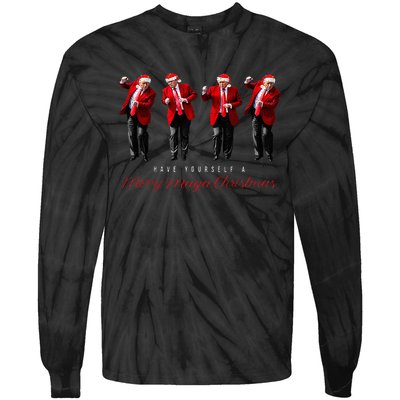 Funny Santa Trump Have Yourself A Merry Maga Christmas Xmas Tie-Dye Long Sleeve Shirt