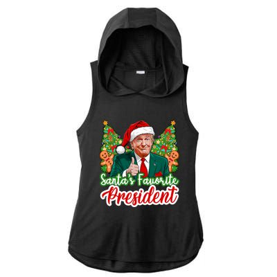 Funny Santa Trump 2024 SantaS Favorite President Christmas Long Sleeve Ladies PosiCharge Tri-Blend Wicking Draft Hoodie Tank