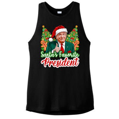 Funny Santa Trump 2024 SantaS Favorite President Christmas Long Sleeve Ladies PosiCharge Tri-Blend Wicking Tank