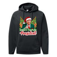 Funny Santa Trump 2024 SantaS Favorite President Christmas Long Sleeve Performance Fleece Hoodie