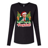 Funny Santa Trump 2024 SantaS Favorite President Christmas Long Sleeve Womens Cotton Relaxed Long Sleeve T-Shirt